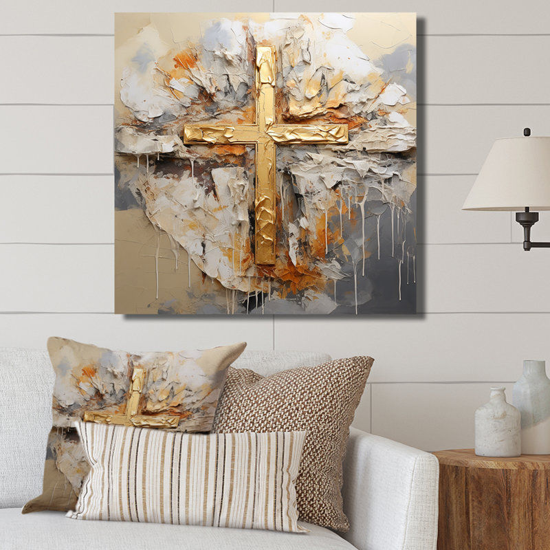 Impression sur toile, art mural doré, H 36 po x l 36 po x P 1,5 po, Toile tendue