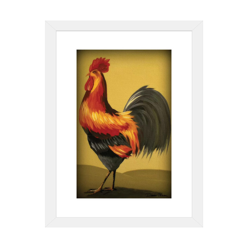 «Rooster Pride» par Debbie Criswell - reproduction d'art, Blanc, H 24 po x l 16 po x P 1 po, Papier encadré blanc