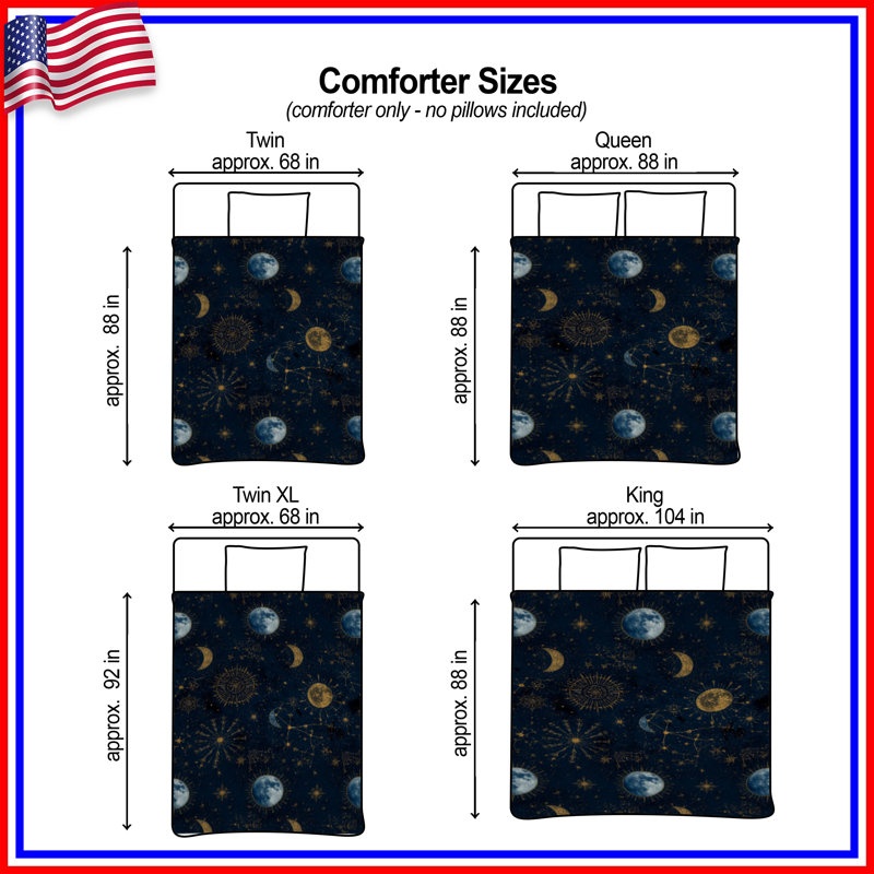 Celestial Moon Sun Constellations Comforter, Twin