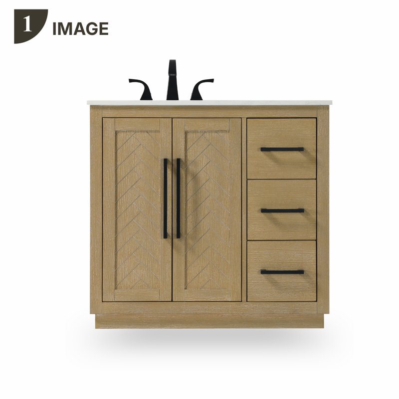 36 inch Single Bathroom Vanity, Linen Oak