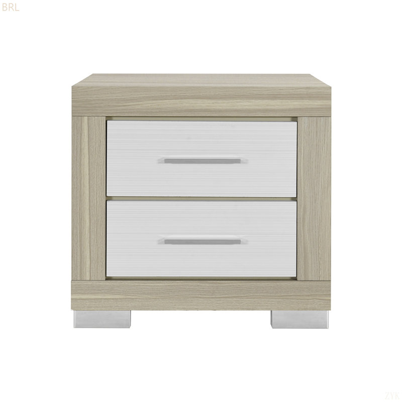 Elsa naturel et table de chevet, Naturel / Blanc