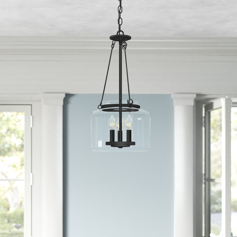 Lustre de style lanterne en bronze à 3 lumières Gullerson, Bronze