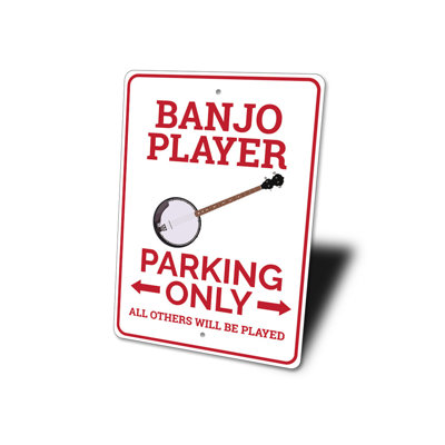 Banjo Player Parking Aluminum Sign