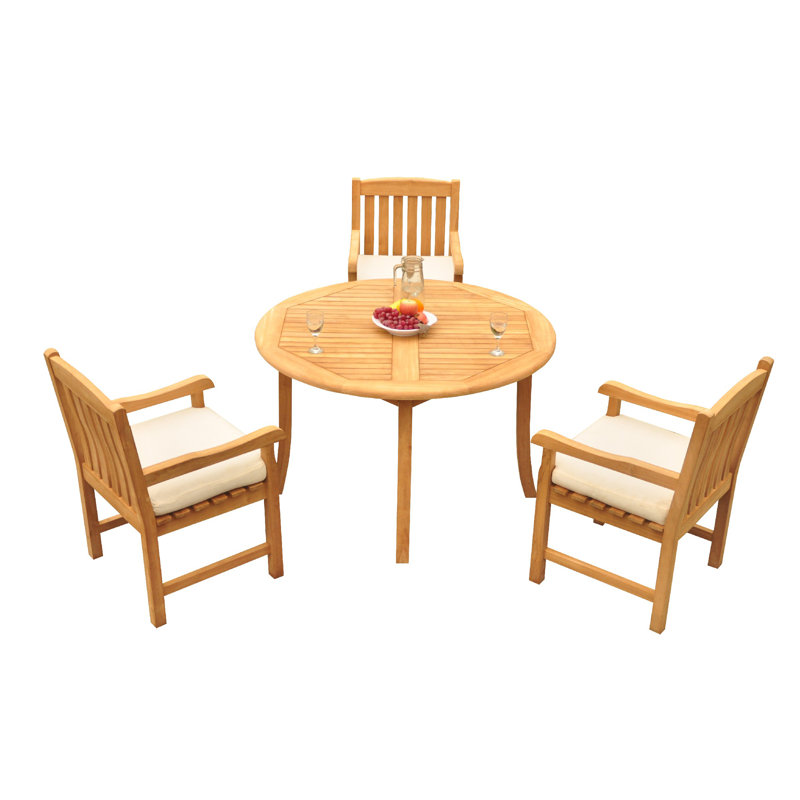 Masuda Teak Dining Set, 48" L x 48" W x 30.5" H, 3