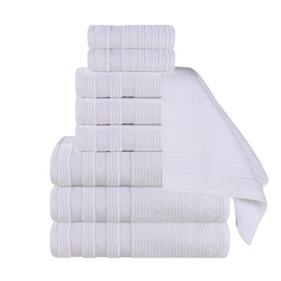 9-Piece Geometric Zero-Twist Cotton Towel Set