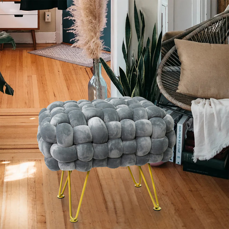 Opheim Velvet Ottoman, Griffin  Velvet
