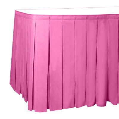 Ultimate Textile 7 Ft. Box Pleat Polyester Table Skirt - 36" Counter Serving Height, Light Pink
