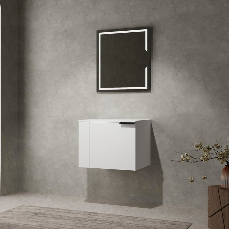 Lavabo de salle de bain 24 po pour salles de bain spacieuses - Armoire moderne sans lavabo, chêne blanc américain, composable, grands espaces de bain Gleam Composable blanc, chaleur excessive