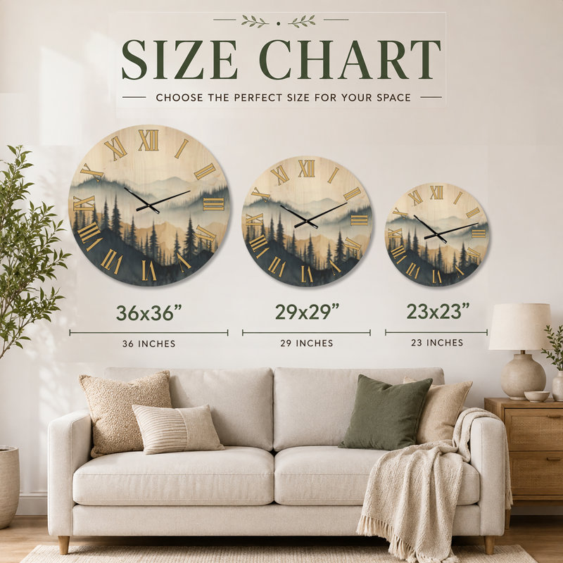 Horloge murale scandinave Golden Mist, Large