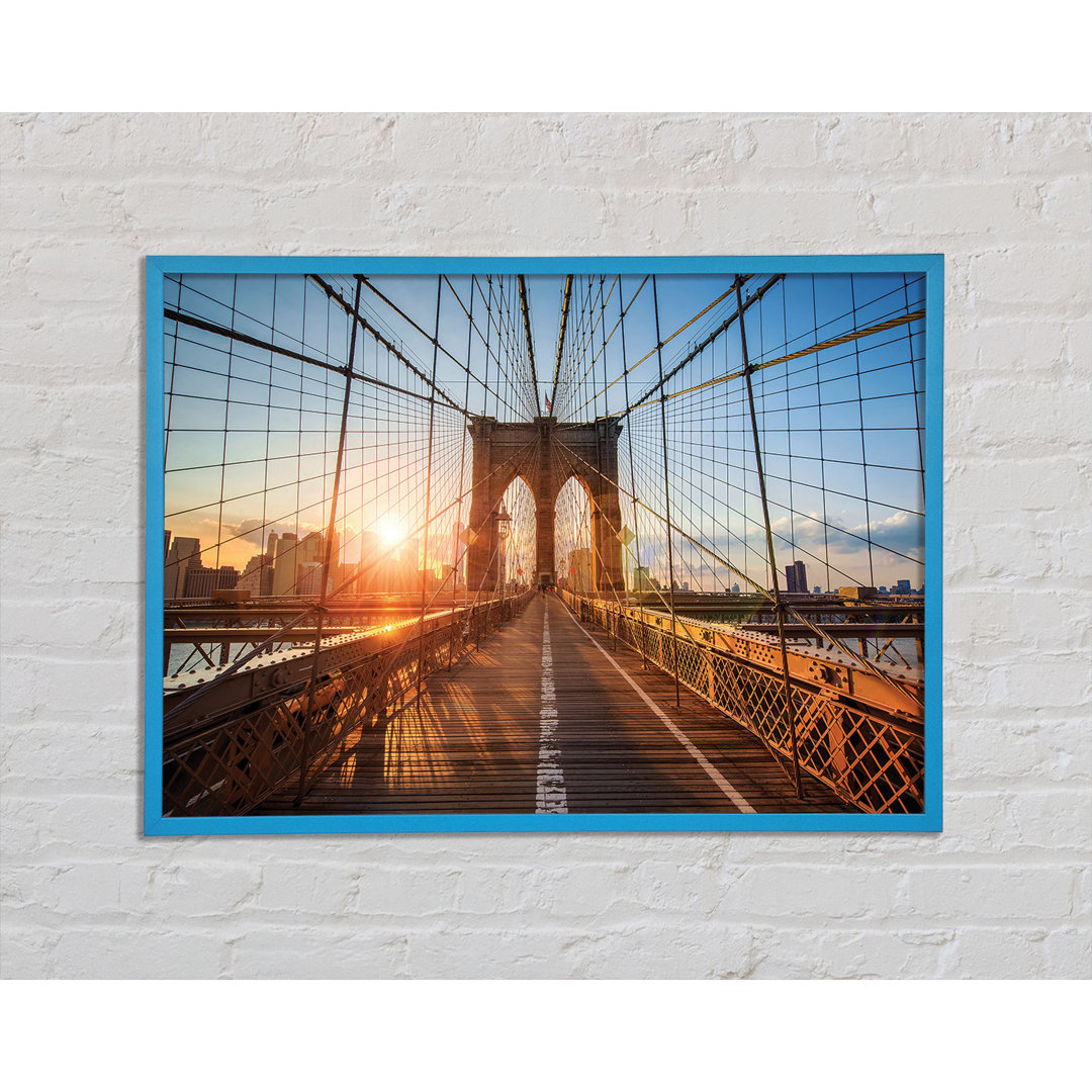 Sonnenuntergang durch die Brooklyn Bridge - Einzelne Bilderrahmen Kunstdrucke