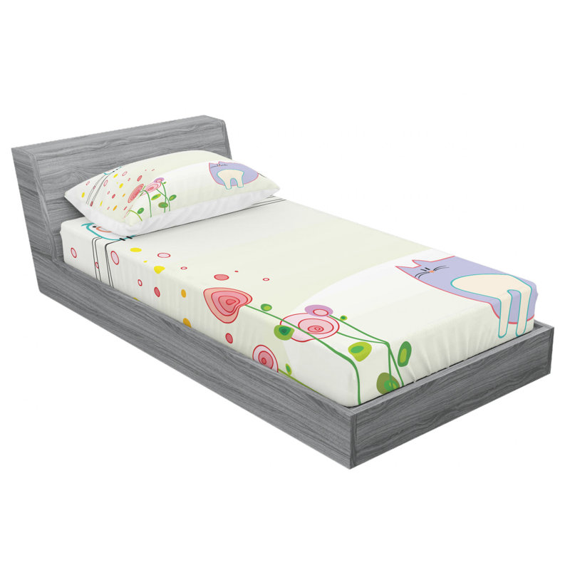 Microfiber Floral Sheet Set, Twin XL Sheet Set with Fitted Sheet