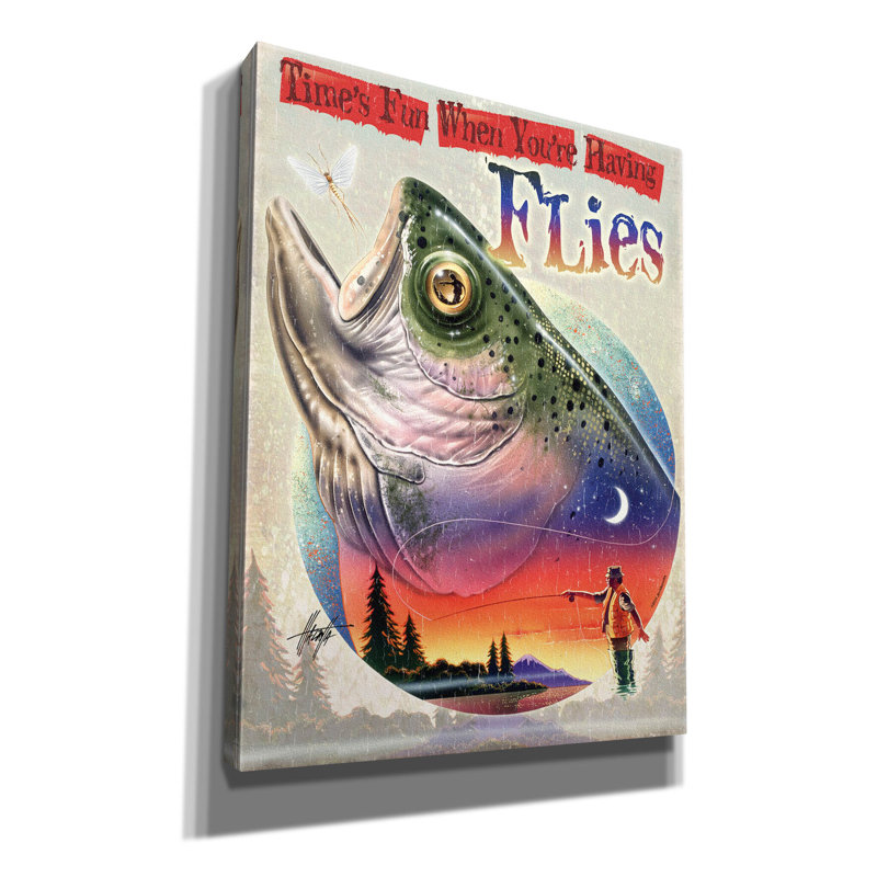 «Bass Fly Fish» par James Mazzotta, art mural sur toile, H 34 po x l 26 po x P 1,5 po