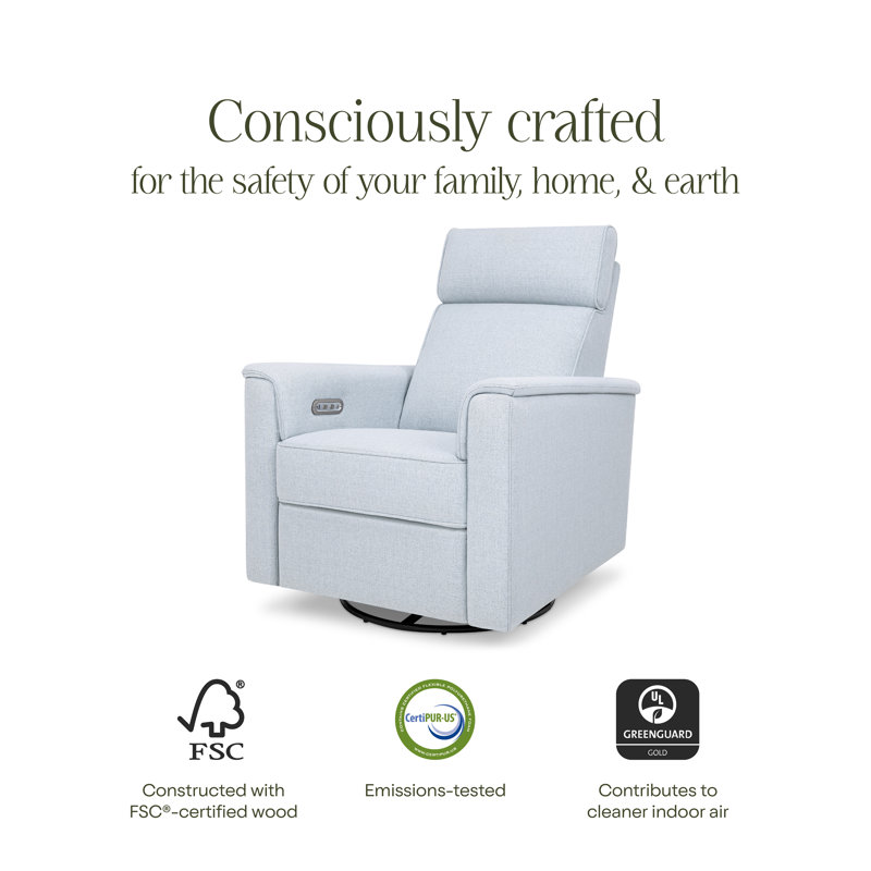 Chambray Eco-Twill Power Recliner with Swivel and Glider