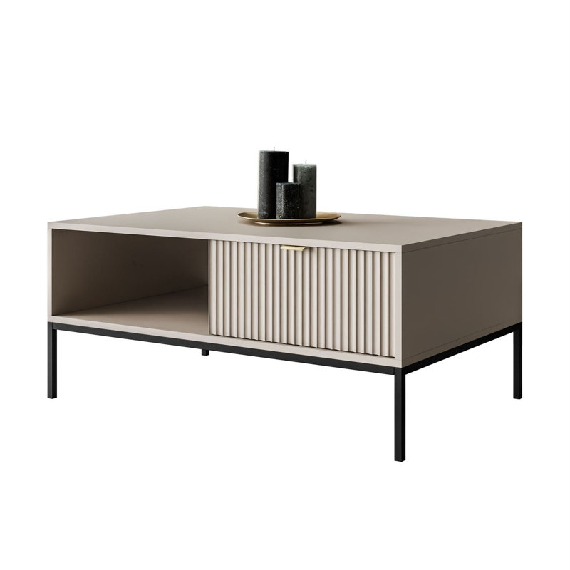 Four Leg Coffee Table with Storage, Black