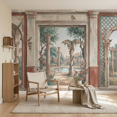 Murale classique de style méditerranéen avec colonnes romaines