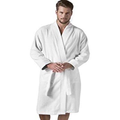 Peignoir turc en coton pour hommes, peignoir kimono en ratine, long texturé, garniture en tissage de riz - kimono