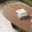 Table basse moderne à grain de bois ovale moderne avec deux pieds de soutien