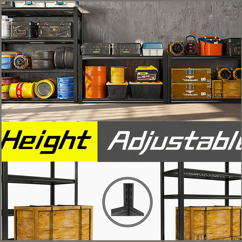 Étagères de rangement robustes à 5 niveaux en métal, faciles à assembler, réglables, tablettes de rangement pour les sous-sols, les garages et la cuisine, H 72 po x l 47,2 po x P 17,7 po