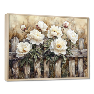 Drees, campagne, pivoines par la vieille clôture I - pivoines, art mural pour le salon