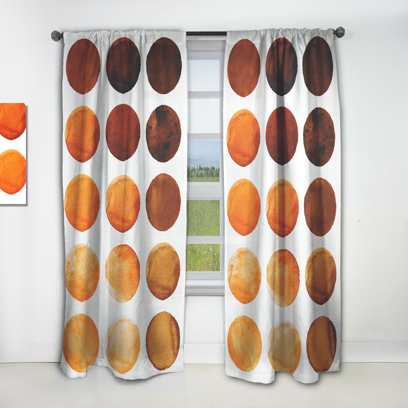 Panneau de rideau simple semi-diaphane avec passe-tringle, L 52 po x L 120 po, Orange/Blanc