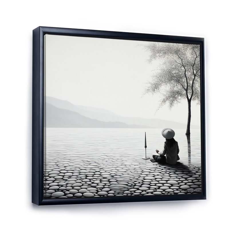 Photo de plage Reverie II, H 30 po x l 30 po x P 1 po, Cadre flottant noir
