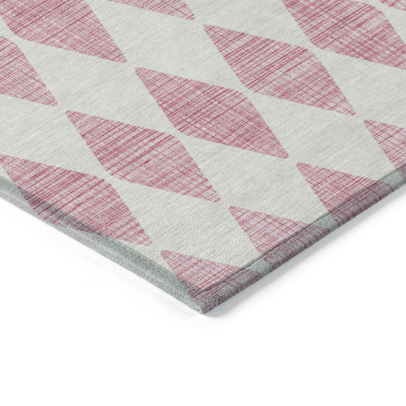 Tapis intérieur lavable géométrique 9 pi x 12 pi rose