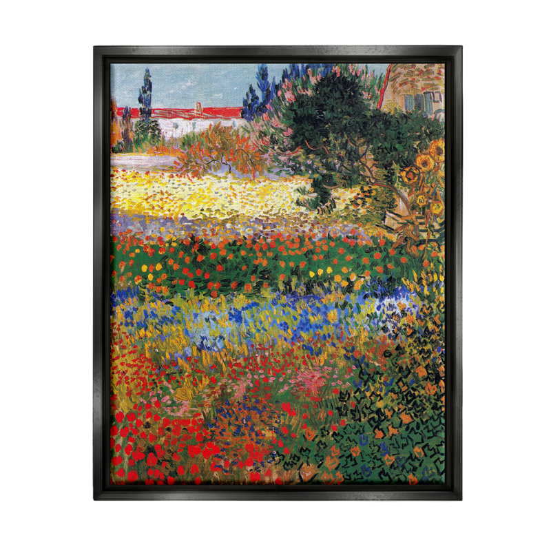 «Flower Garden Van Gogh Vivid», peinture encadrée sur toile flottante par One1000paintings, H 21 po x l 17 po x P 1,7 po