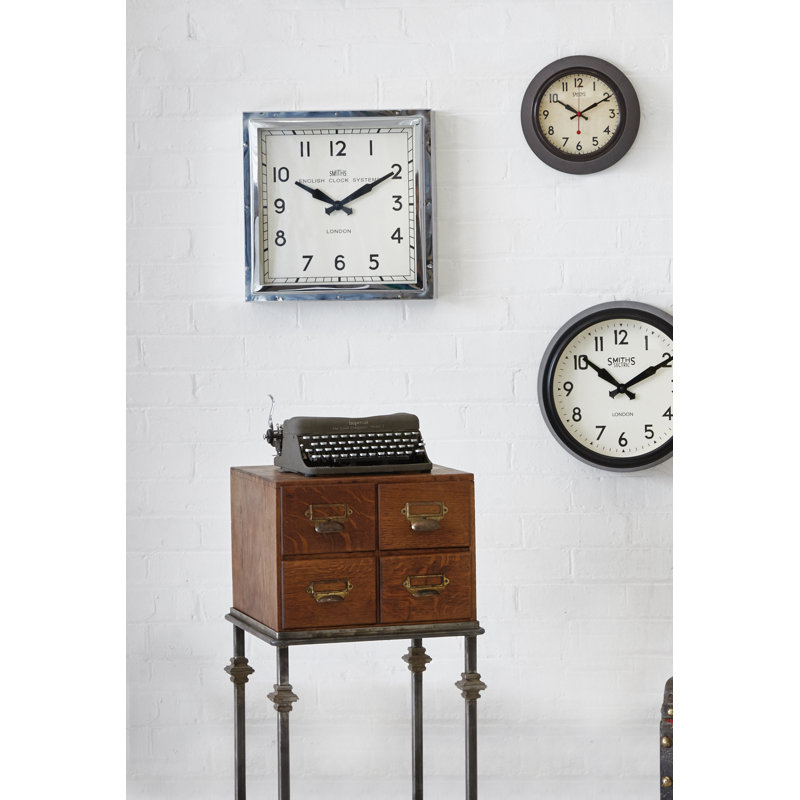 Smiths Square Wall Clock - 41cm, Silver