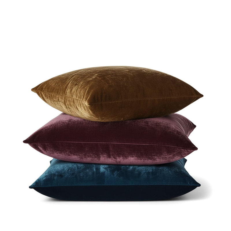 Silk Velvet Pillows Square Pillow Cover & Insert, Denim