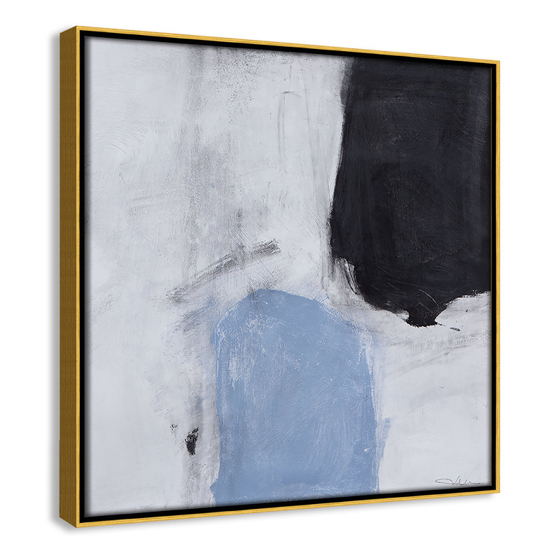 Du bleu poudre à l'impression onyx par, Cadre flottant doré, H 13,5 po x l 13,5 po