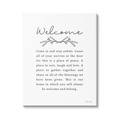 «Welcome Home Quote» par Susan Ball - Art textuel