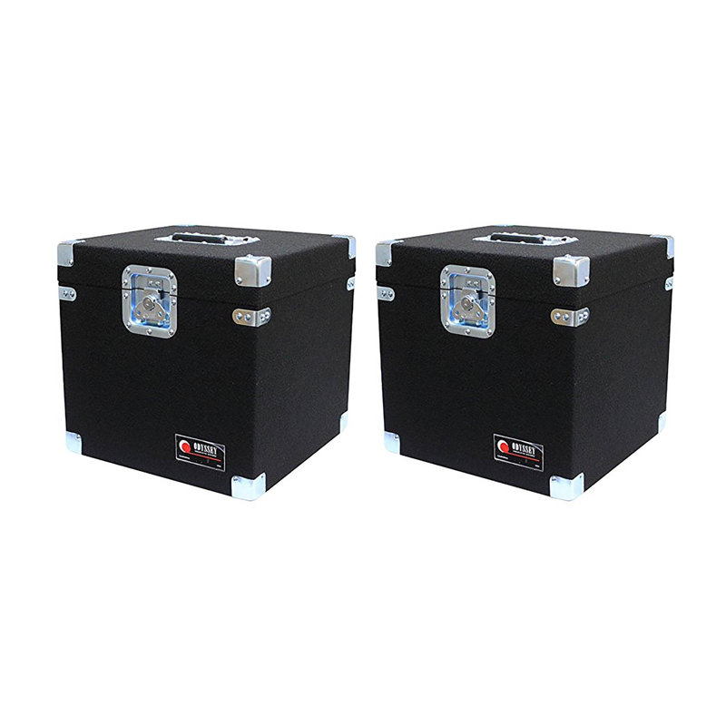 Odyssey Gear Carpeted Pro DJ Case for 100 LP Vinyl Records (2 Pack)