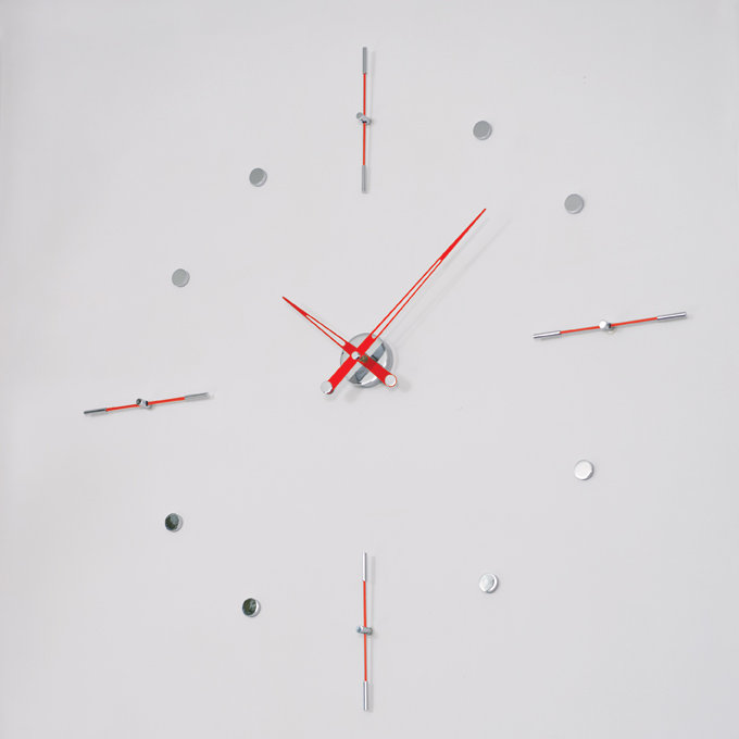 Mixto Analog Wall Clock, Red Lacquered, Small