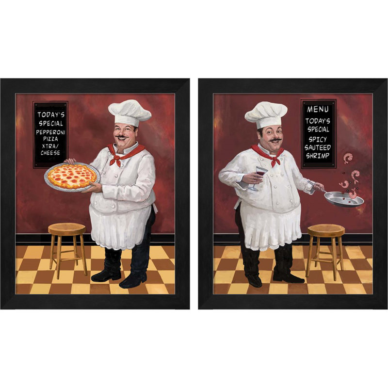 " Pizza Chef Master & Shrimp Chef " by Frank Harris 2 - Pieces