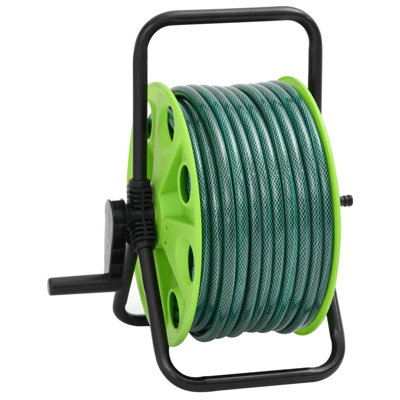 Vidaxl Green Hose Reel Cart With Hose Pipe Reel Cart Water Hose Trolley PVC
