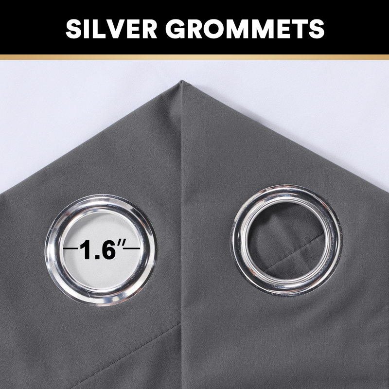 Gray Blackout Grommet Polyester Window Panel Set