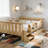 Floor Solid Wood Bed with Storage Bookcases with Cute Stairs and Guardrails-648999060-648999068-648999071