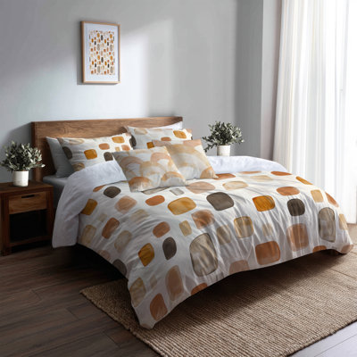 Ensemble de literie 5 pièces Country Farmhouse - Ensemble de housse de couette et de coussins Brown