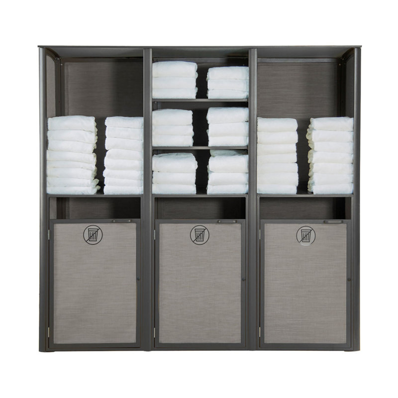 Porte-serviettes en aluminium Grosfillex Sunset, Gris uni / noir volcanique