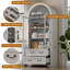 Vaisselier de 71 po de hauteur, armoire de rangement arquée pour salle à manger, avec portes en verre et tablettes réglables-86523136