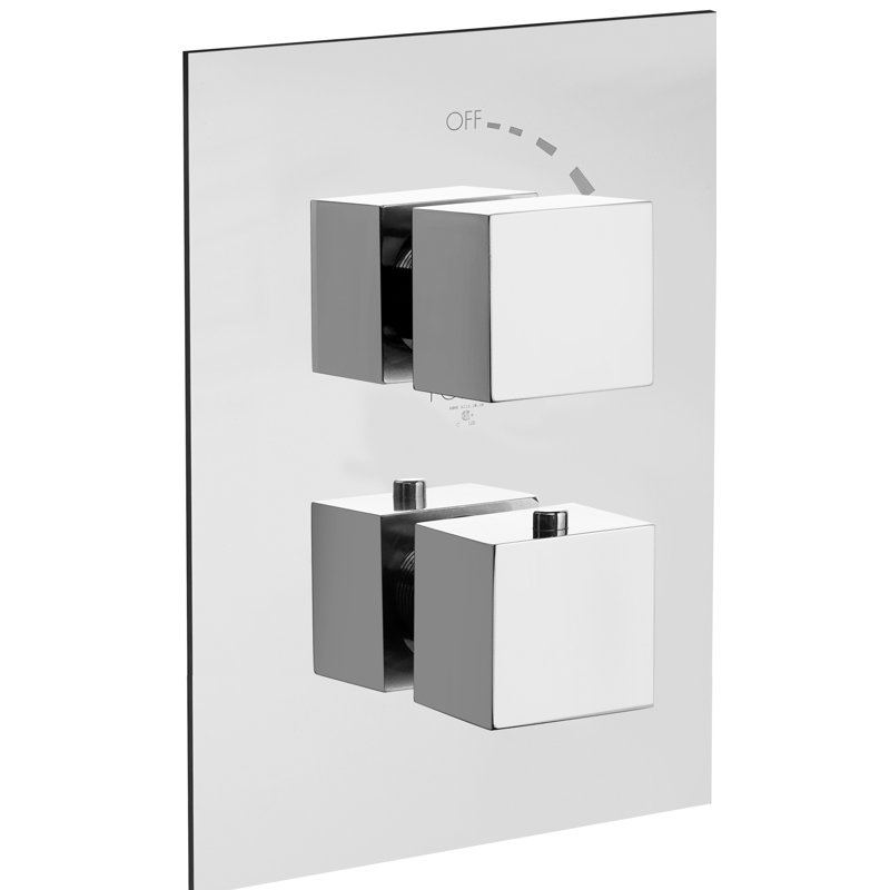 Garniture et valve thermostatiques Quadro avec contrôle du volume du disque en céramique, Chrome