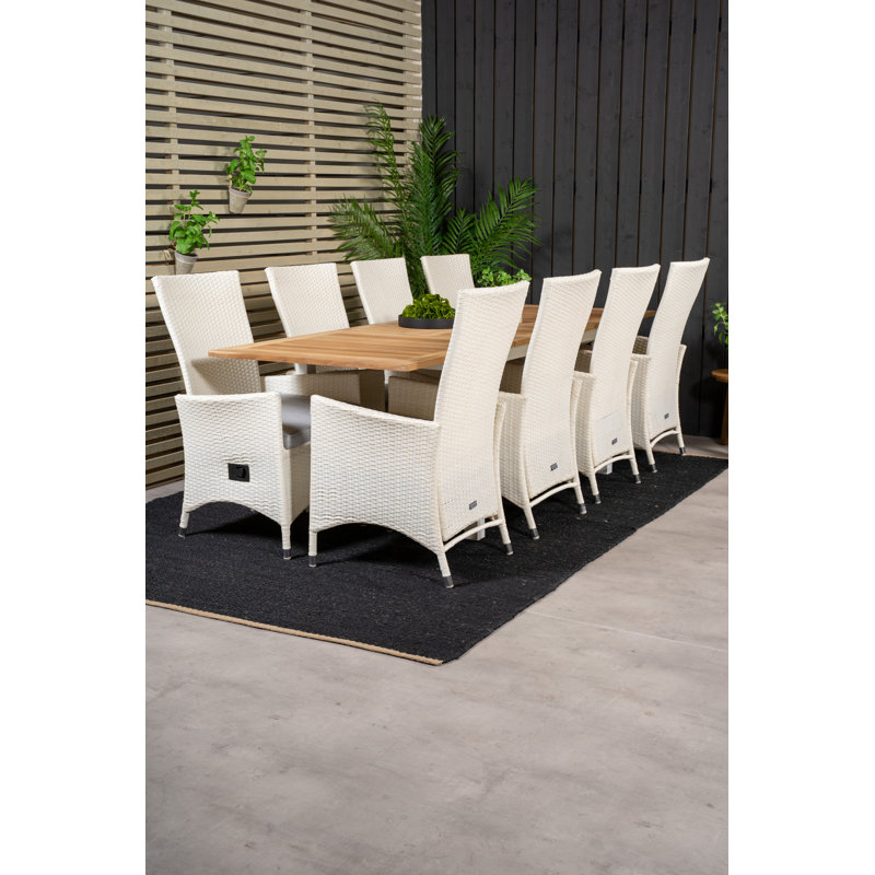 Navya 8 - Person Patio Dining Set with Extendable Rectangular Table , Cushions Included