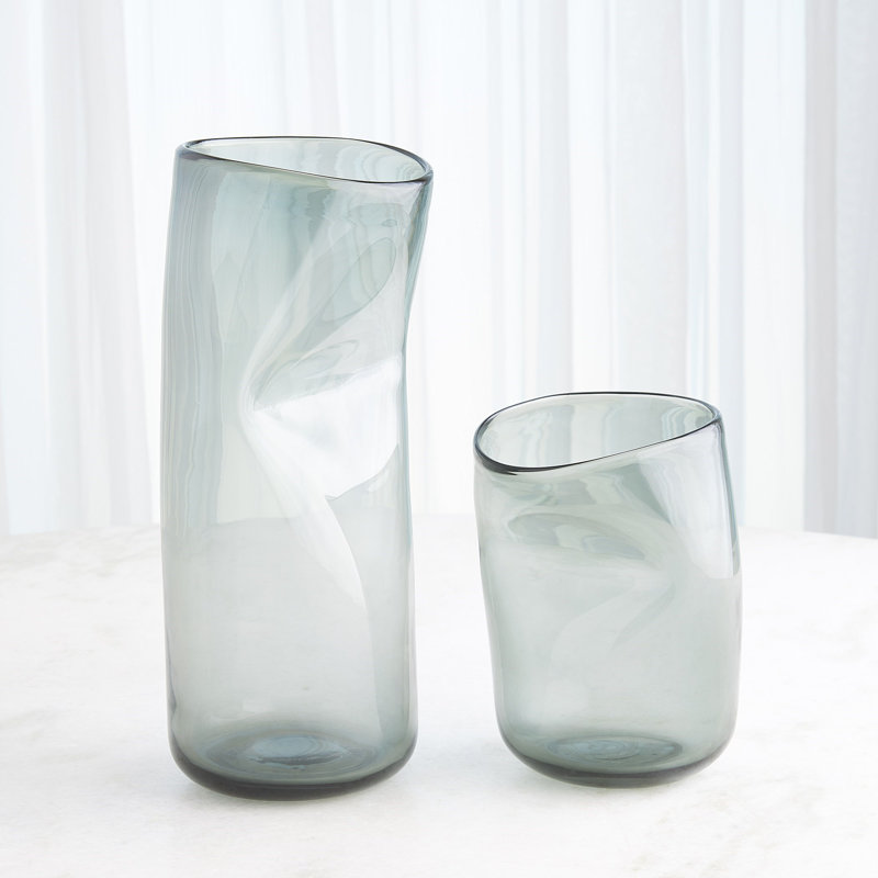 Contour Vase, 15" H x 7.25" W x 6.75" D, Gray