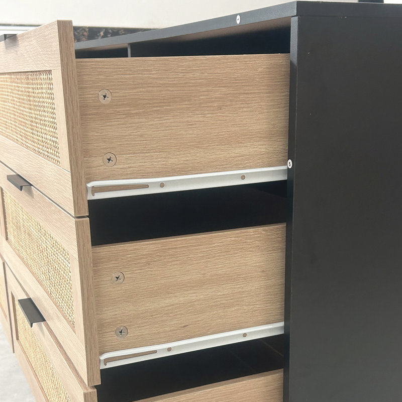 Storage Cabinet, 29.53" H x 51.18" W x 15.75" D, Black/Natural