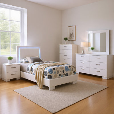 Ensemble de chambre à coucher 5 pièces avec lumières DEL Sok