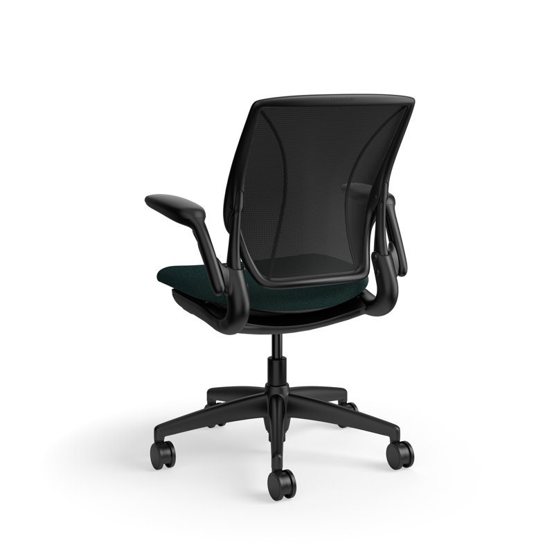 World LM, Ergonomic Task Chair with Poppy Seed Backrest, and  Autumn Upholstered Seat, Green Fabric, Black, Black Mesh