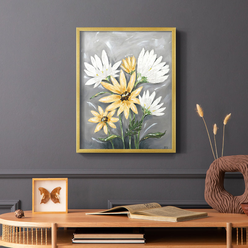 Summer Daisies I, reproduction encadrée - bois massif, H 10 po x l 8 po