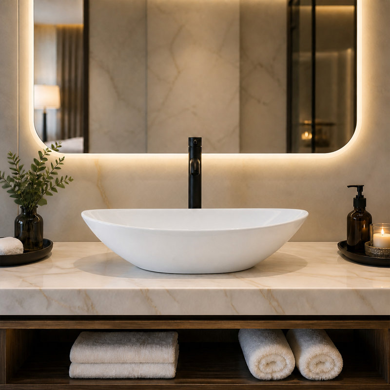 24" Oval Ceramic Bathroom Vessel Sink