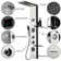 Dual 4-In-1 2-Jet Rainfall Shower Panel System With Rainfall Shower Head,Shelf,Stub Spout And LED Light