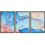 " Blue And Pink Watercolor Collage Abstract Shapes Illustrations Modern Art Chic Multicolor " 3 - Pieces-98696488-98696492